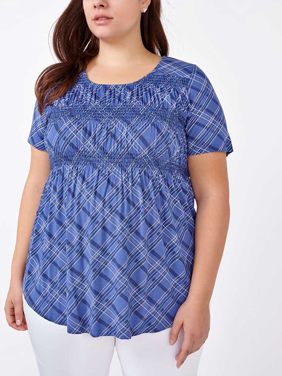 Short Sleeve Printed Smocked Top Short Sleeve Printed Smocked Top