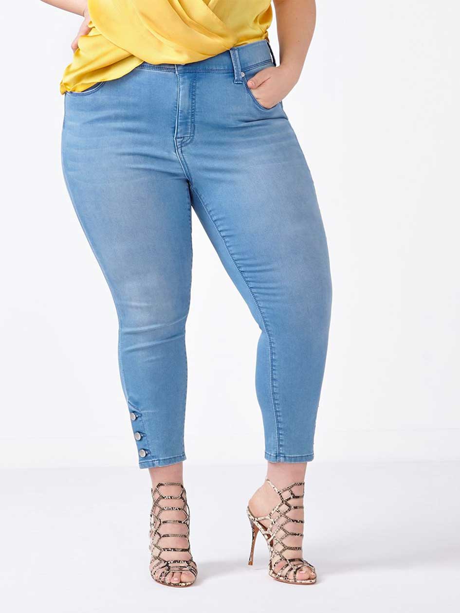 MELISSA McCARTHY Cropped Pencil Jean with Buttons MELISSA McCARTHY Cropped Pencil Jean with Buttons