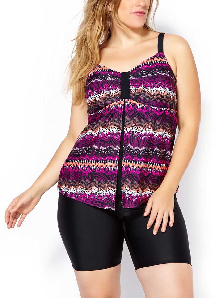 Sea - Printed Layered Tankini Swim Top Sea - Printed Layered Tankini Swim Top