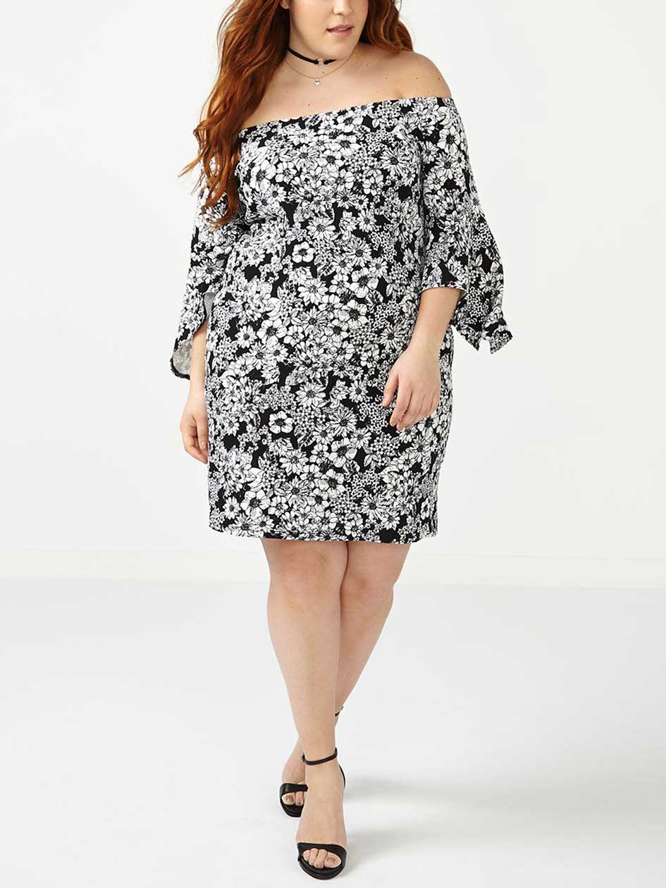 ONLINE ONLY Off Shoulder Printed Dress ONLINE ONLY Off Shoulder Printed Dress
