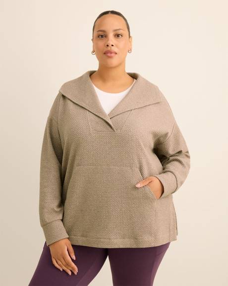 Textured Fashion Pullover with Wide Collar - Active Zone Textured Fashion Pullover with Wide Collar - Active Zone