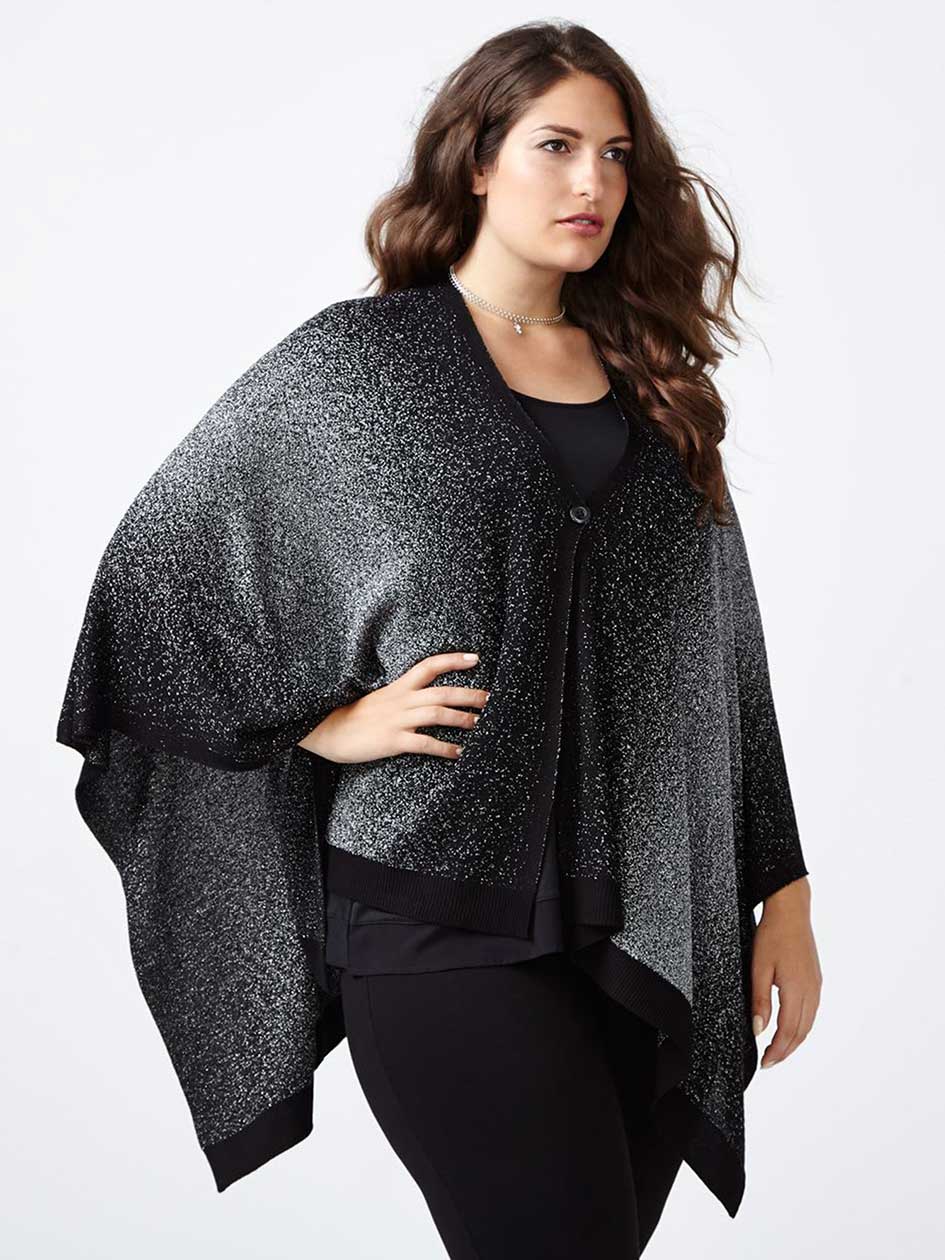 Two-Toned Shimmering Sweater Cape Two-Toned Shimmering Sweater Cape