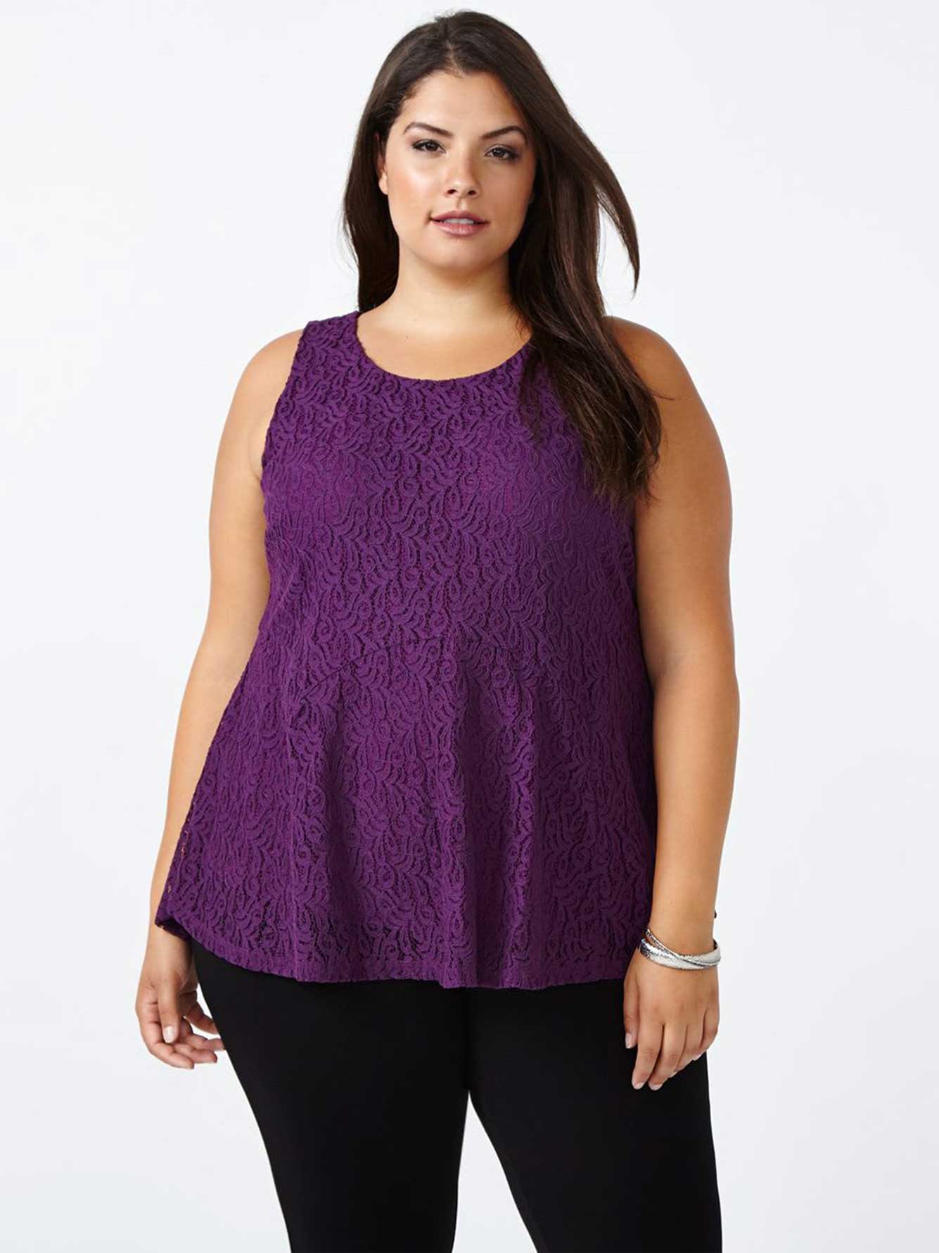 Sleeveless Peplum Lace Top Penningtons
