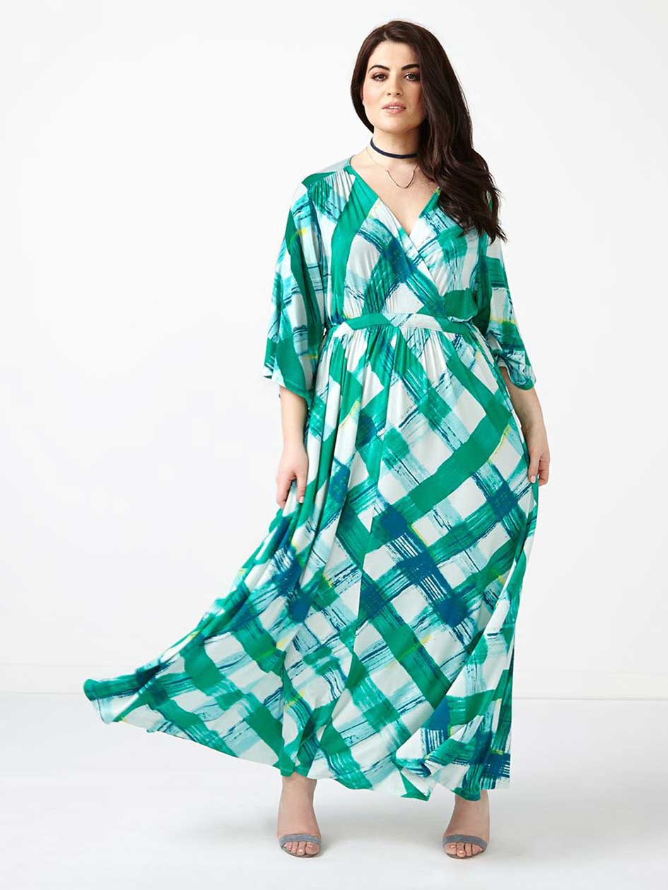 MELISSA McCARTHY Kimono Sleeve Printed Maxi Dress MELISSA McCARTHY Kimono Sleeve Printed Maxi Dress