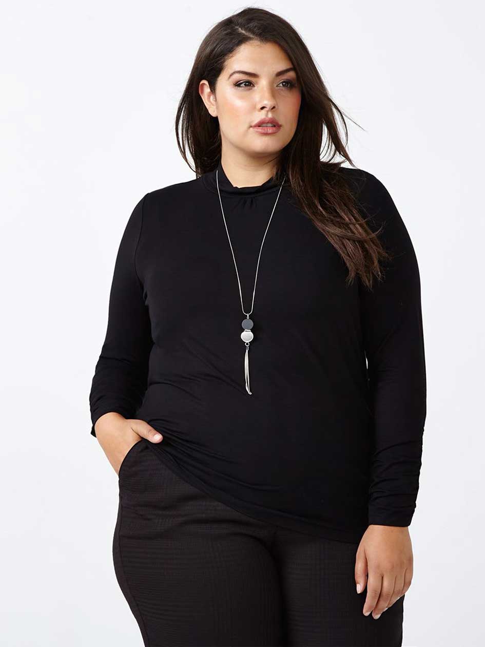 Girlfriend Fit Long Sleeve Mock Neck T-Shirt Girlfriend Fit Long Sleeve Mock Neck T-Shirt