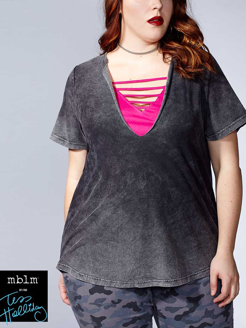 Tess Holliday - Short Sleeve Top with Cami Tess Holliday - Short Sleeve Top with Cami