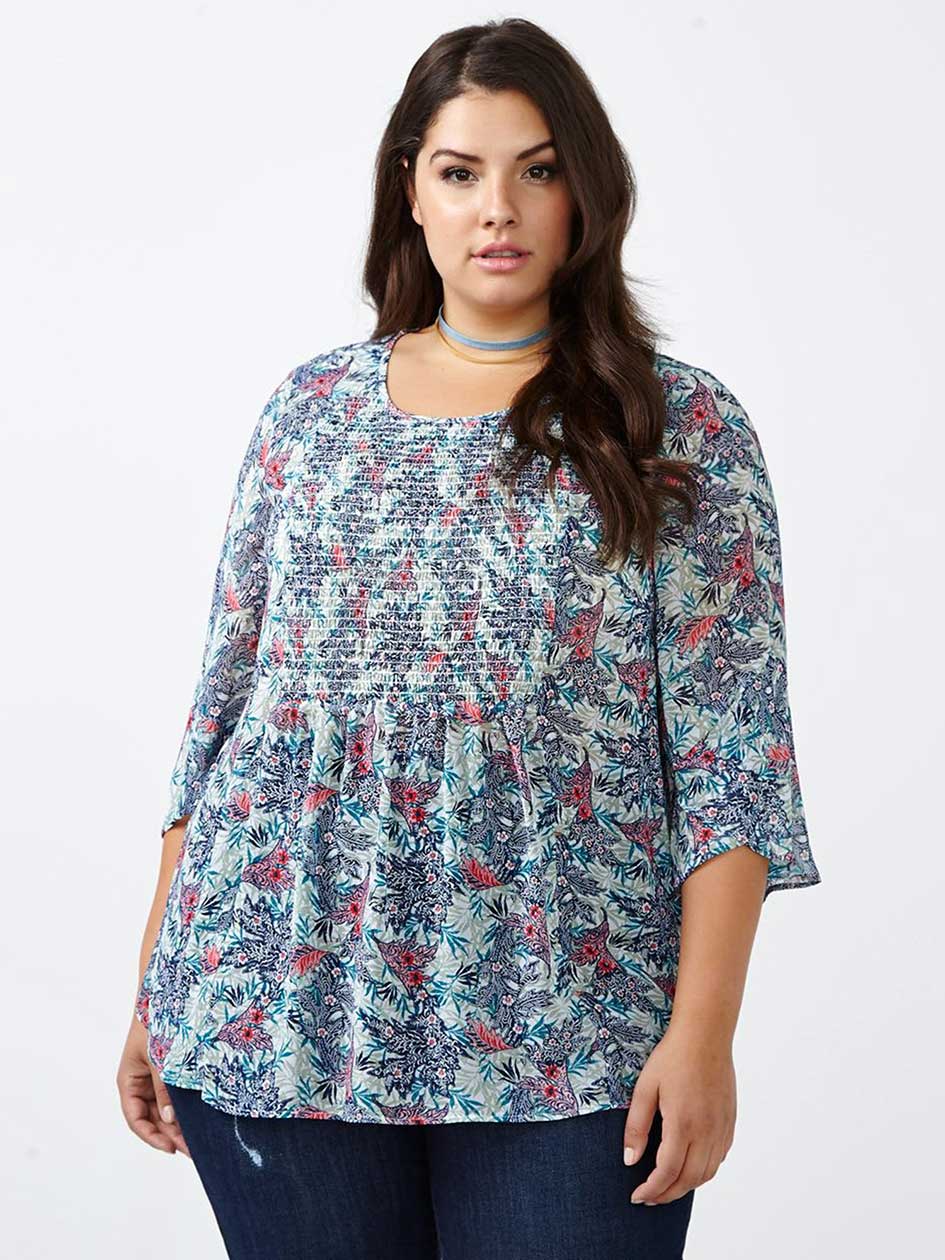 d/c JEANS 3/4 Sleeve Printed Blouse d/c JEANS 3/4 Sleeve Printed Blouse
