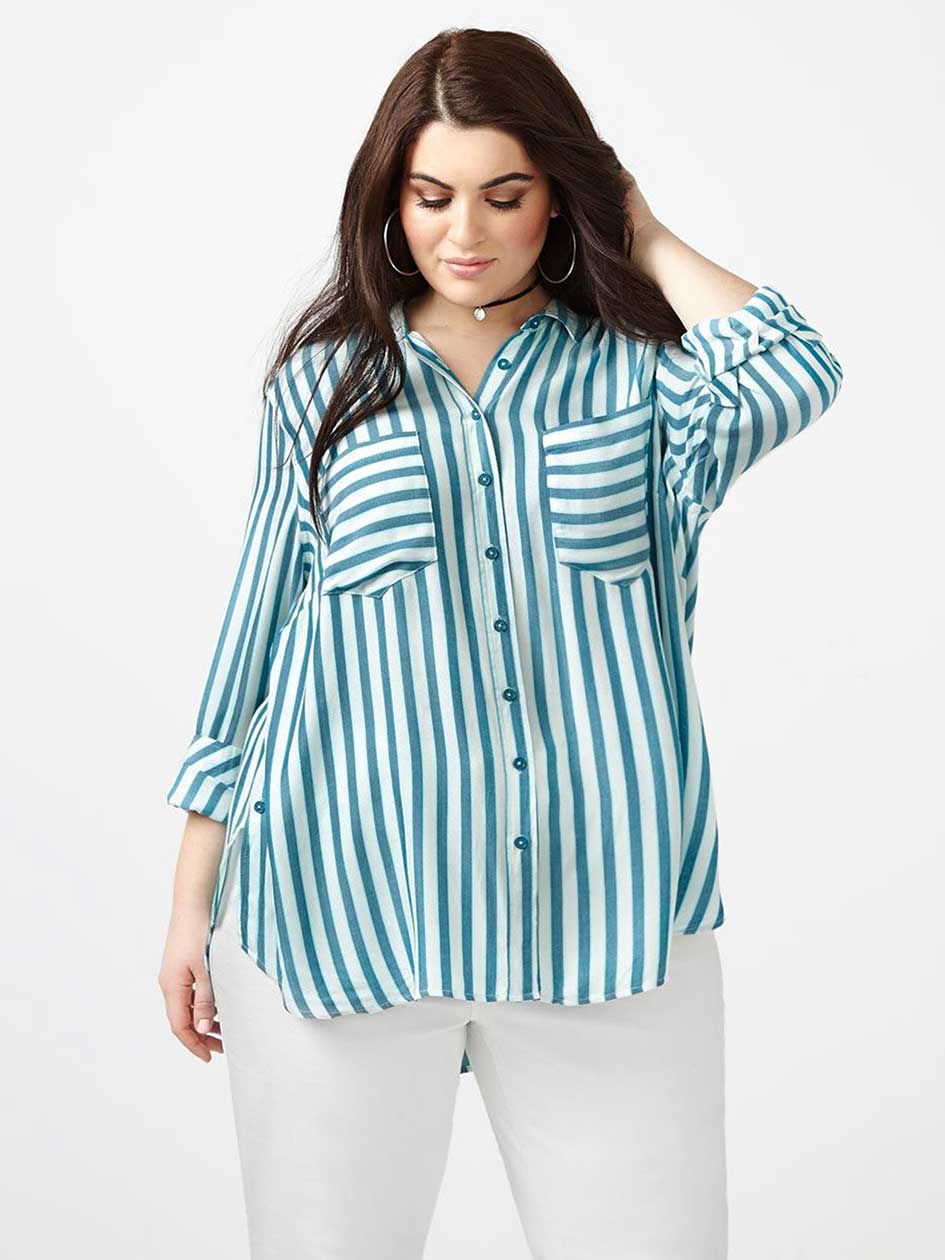 MELISSA McCARTHY Striped Button Up Shirt MELISSA McCARTHY Striped Button Up Shirt