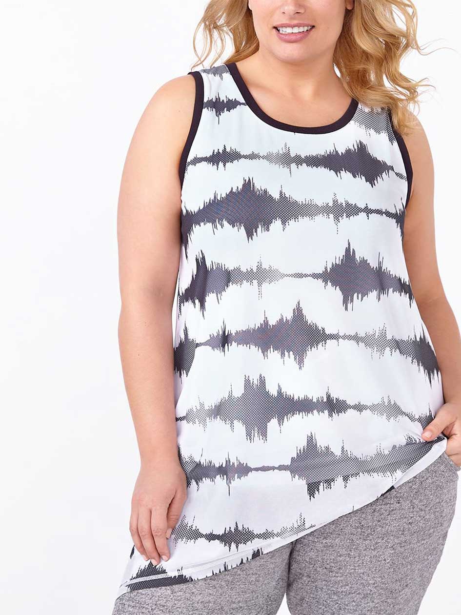 Athleisure - Plus-Size Asymmetric Mesh Tank Top Athleisure - Plus-Size Asymmetric Mesh Tank Top