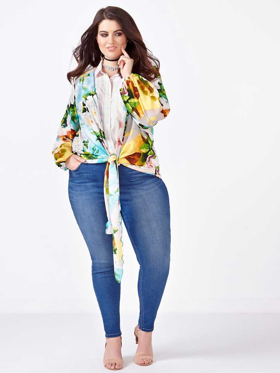 MELISSA McCARTHY - Long Sleeve Printed Kimono.La Vie en Rose.2X MELISSA McCARTHY - Long Sleeve Printed Kimono.La Vie en Rose.2X