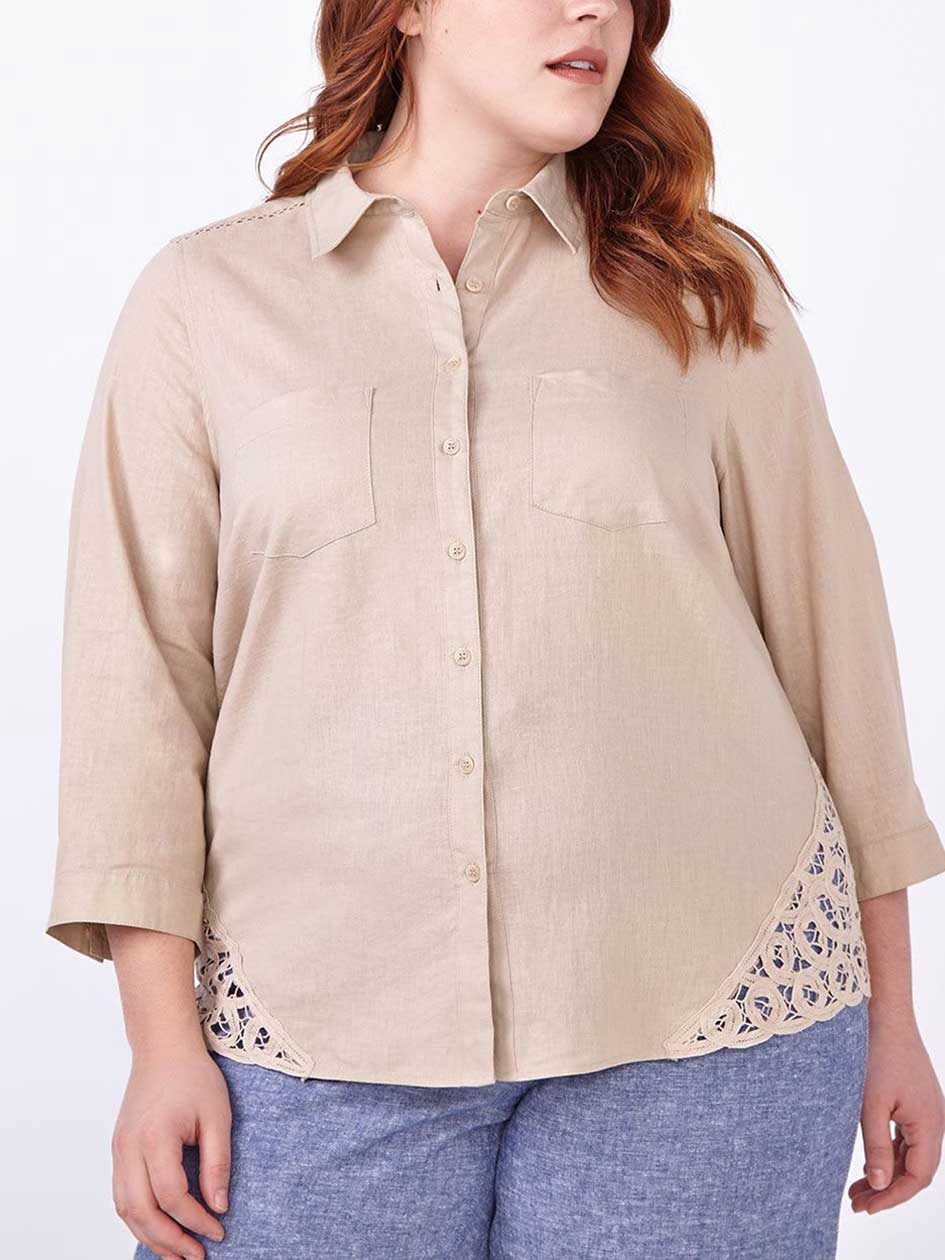 3/4 Sleeve Blouse with Crochet 3/4 Sleeve Blouse with Crochet
