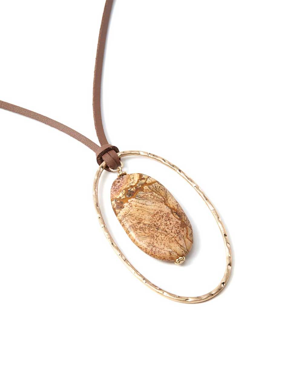 Faux-Leather Necklace with Stone Faux-Leather Necklace with Stone