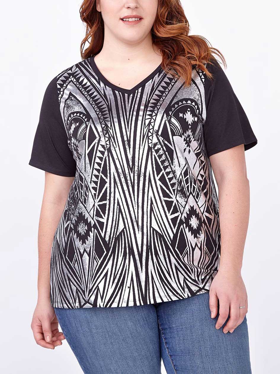 Shaped Fit Foil Print T-Shirt Shaped Fit Foil Print T-Shirt