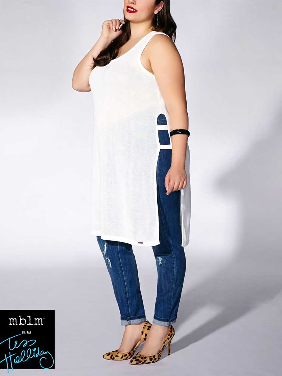 Tess Holliday - Sleeveless Tunic with Slits Tess Holliday - Sleeveless Tunic with Slits