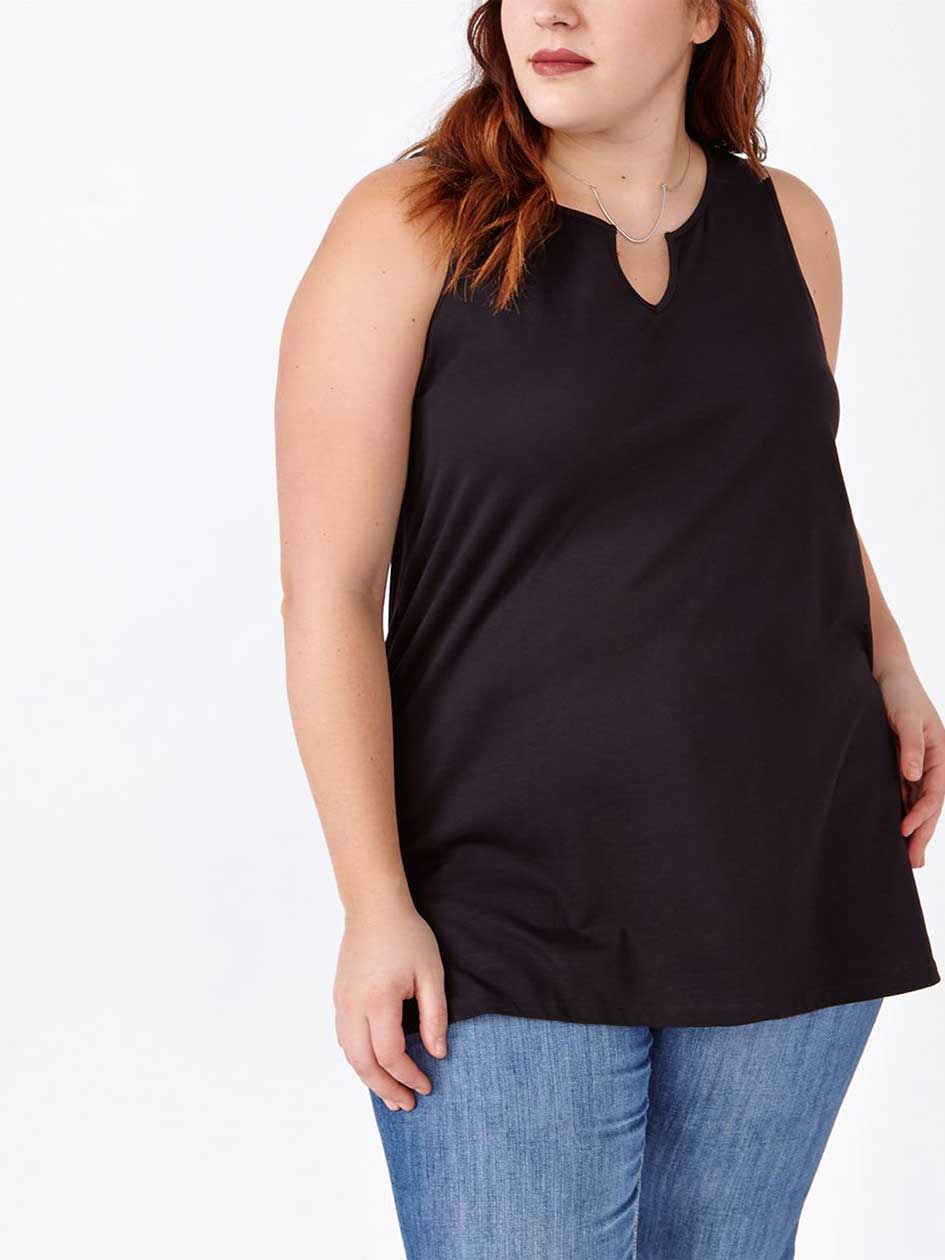 Relaxed Fit Split Neck Cotton Tank Top Relaxed Fit Split Neck Cotton Tank Top