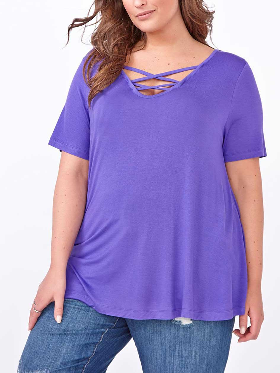 d/c JEANS Short Sleeve Lace Up Top d/c JEANS Short Sleeve Lace Up Top