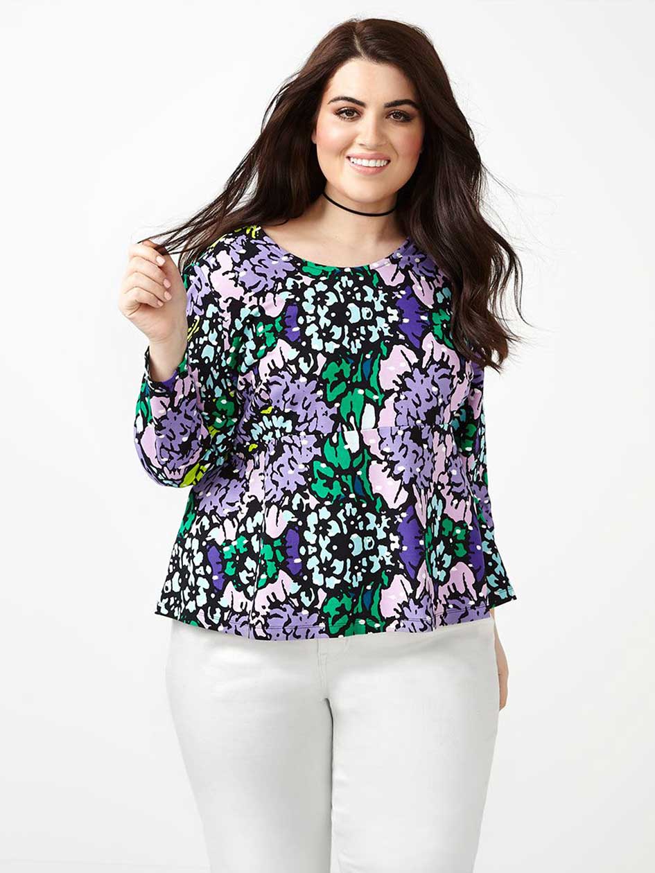 MELISSA McCARTHY Printed Flared Peplum Top MELISSA McCARTHY Printed Flared Peplum Top