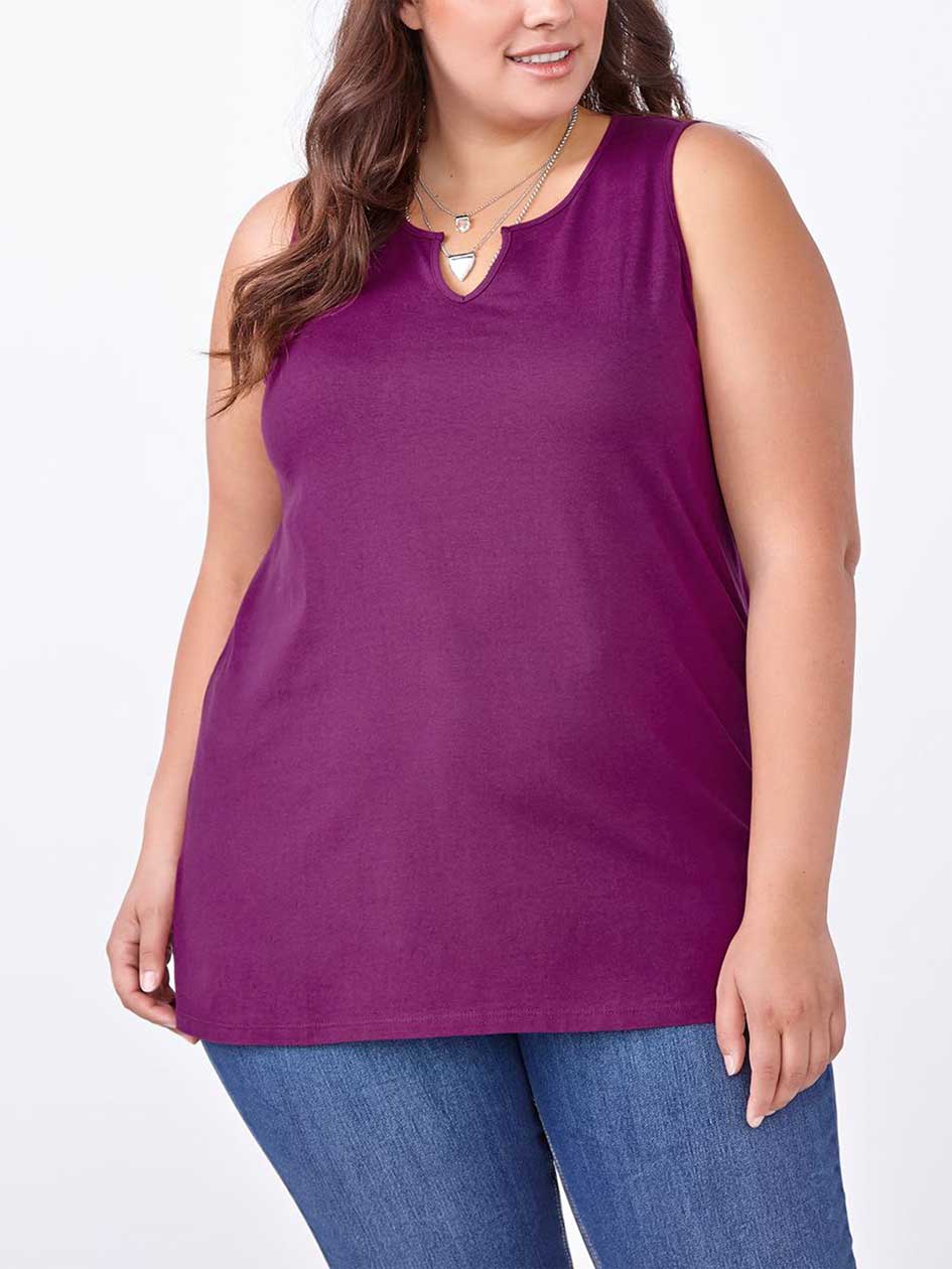 Relaxed Fit Split Neck Cotton Tank Top Relaxed Fit Split Neck Cotton Tank Top