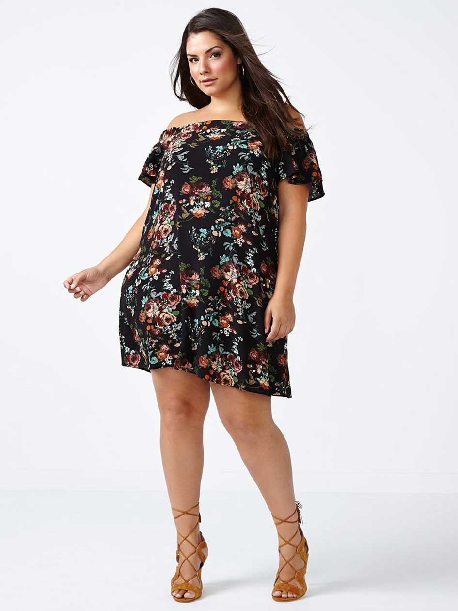 ONLINE ONLY Off Shoulder Floral Print Dress ONLINE ONLY Off Shoulder Floral Print Dress