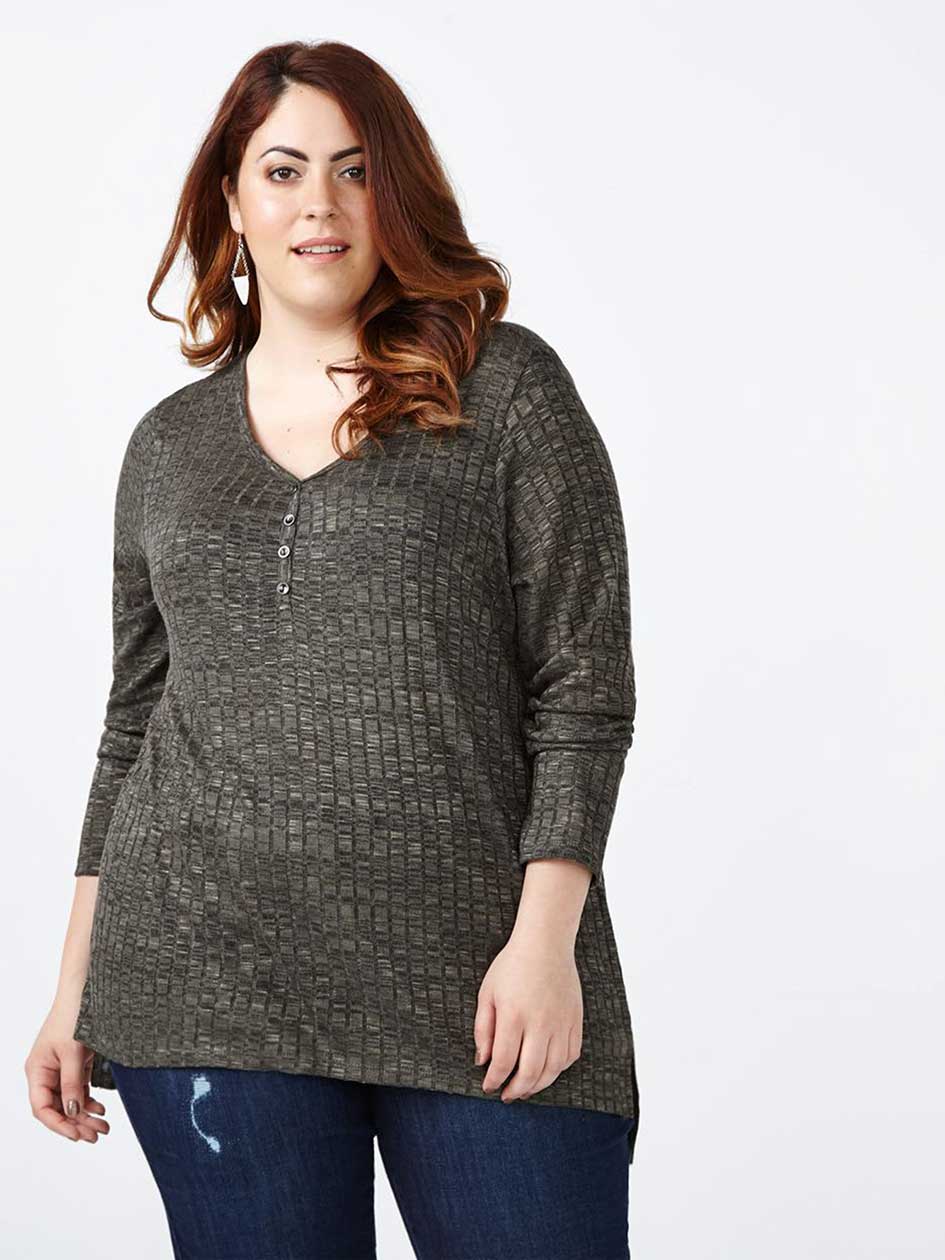 Girlfriend Fit Long Sleeve Knit T-Shirt Girlfriend Fit Long Sleeve Knit T-Shirt