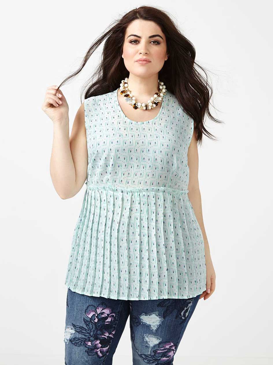 MELISSA McCARTHY Sleeveless Pleated Peplum Top MELISSA McCARTHY Sleeveless Pleated Peplum Top