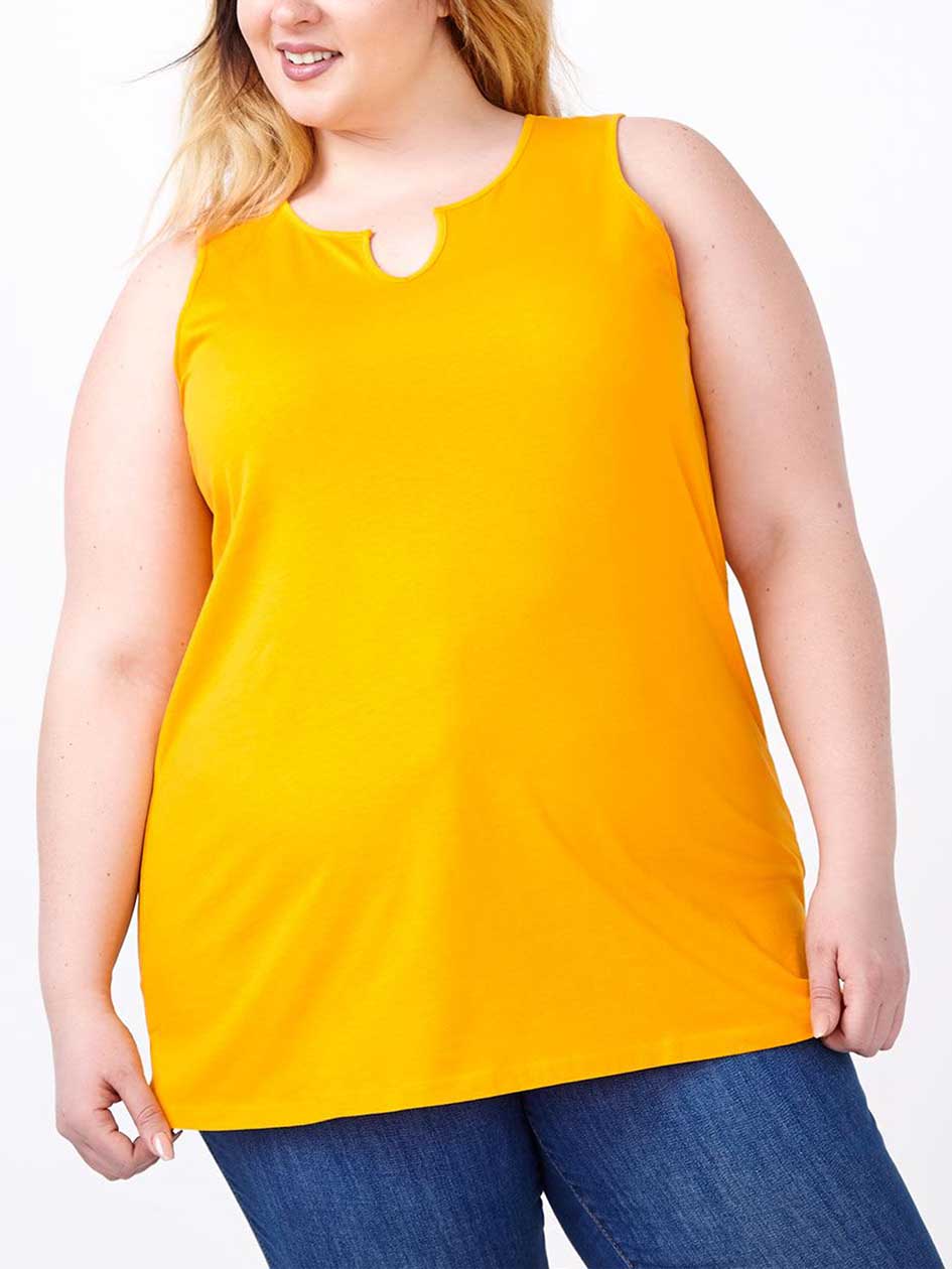 Relaxed Fit Split Neck Cotton Tank Top Relaxed Fit Split Neck Cotton Tank Top