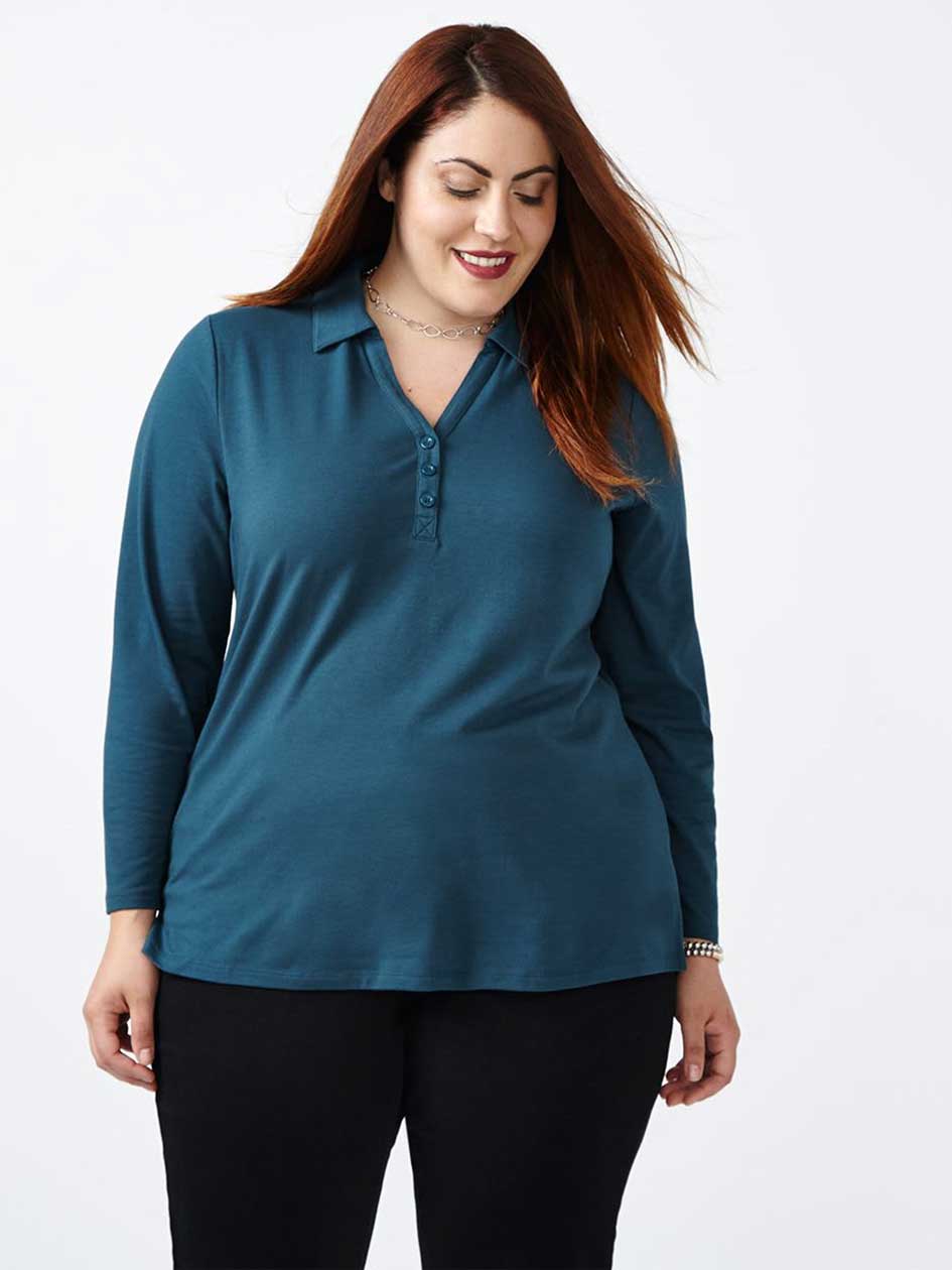 Curve Fit Long Sleeve Polo T-Shirt Curve Fit Long Sleeve Polo T-Shirt