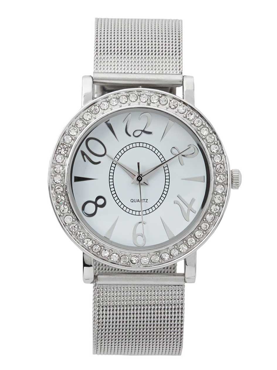 Mesh Band Watch with Rhinestones Mesh Band Watch with Rhinestones