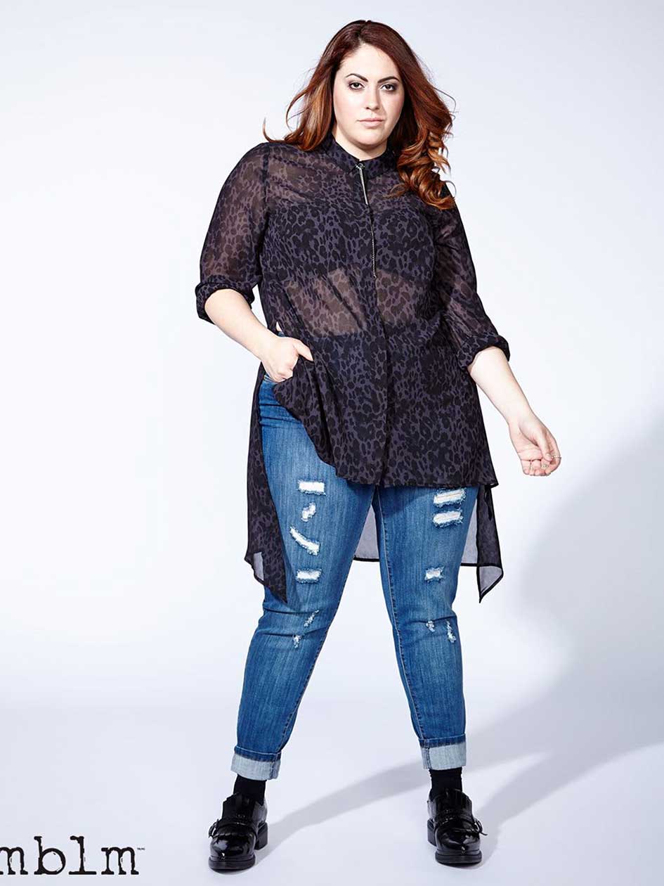 mblm - Printed Sharkbite Blouse mblm - Printed Sharkbite Blouse