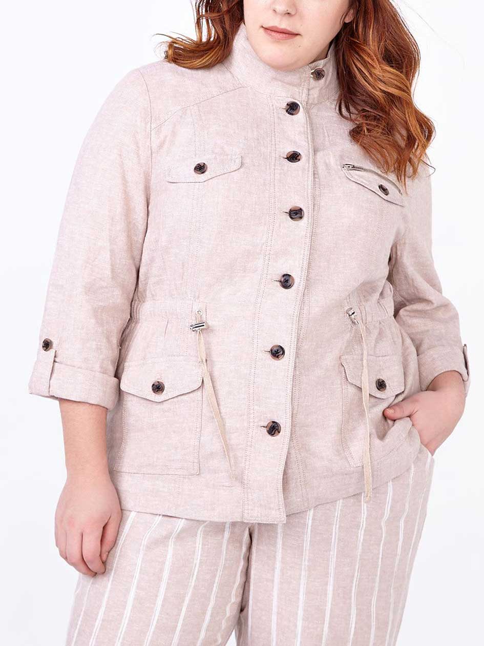 3/4 Sleeve Button Up Linen Jacket 3/4 Sleeve Button Up Linen Jacket
