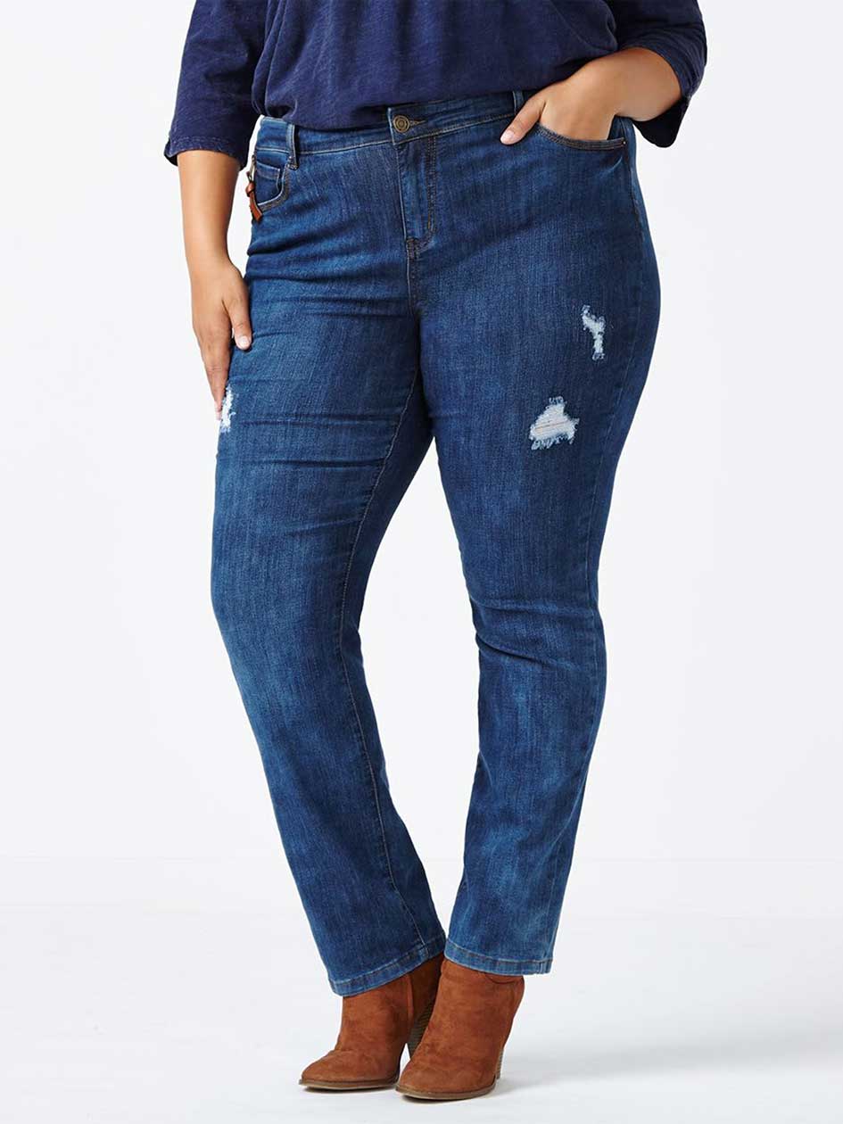 d/c JEANS Straight Fit Straight Leg Distressed Jean d/c JEANS Straight Fit Straight Leg Distressed Jean