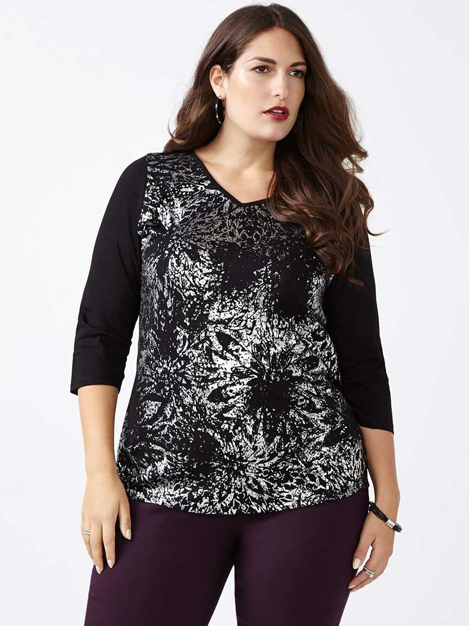 Curve Fit 3/4 Sleeve Printed T-Shirt Curve Fit 3/4 Sleeve Printed T-Shirt