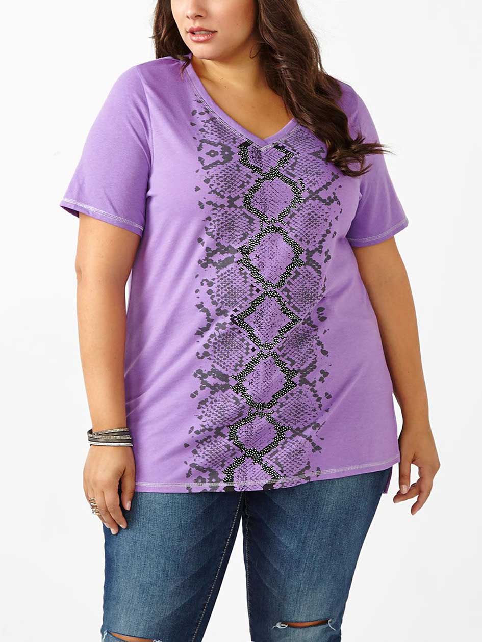 Girlfriend Fit V-Neck Printed T-Shirt Girlfriend Fit V-Neck Printed T-Shirt