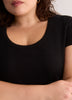 Ribbed Knit Fitted Short-Sleeve T-Shirt