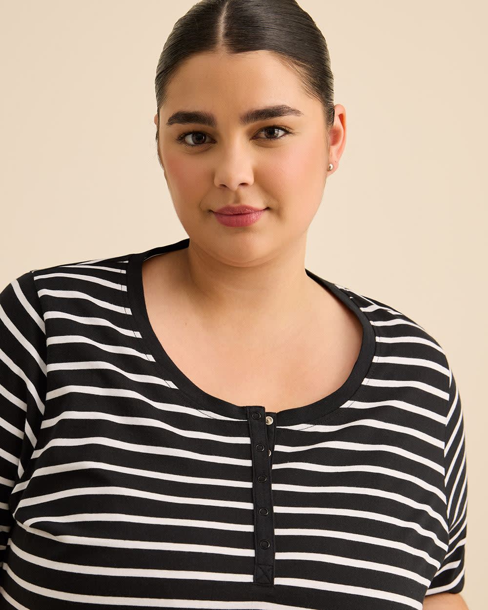 Chemise de nuit longue à manches courtes avec imprimé floral - ti Voglio