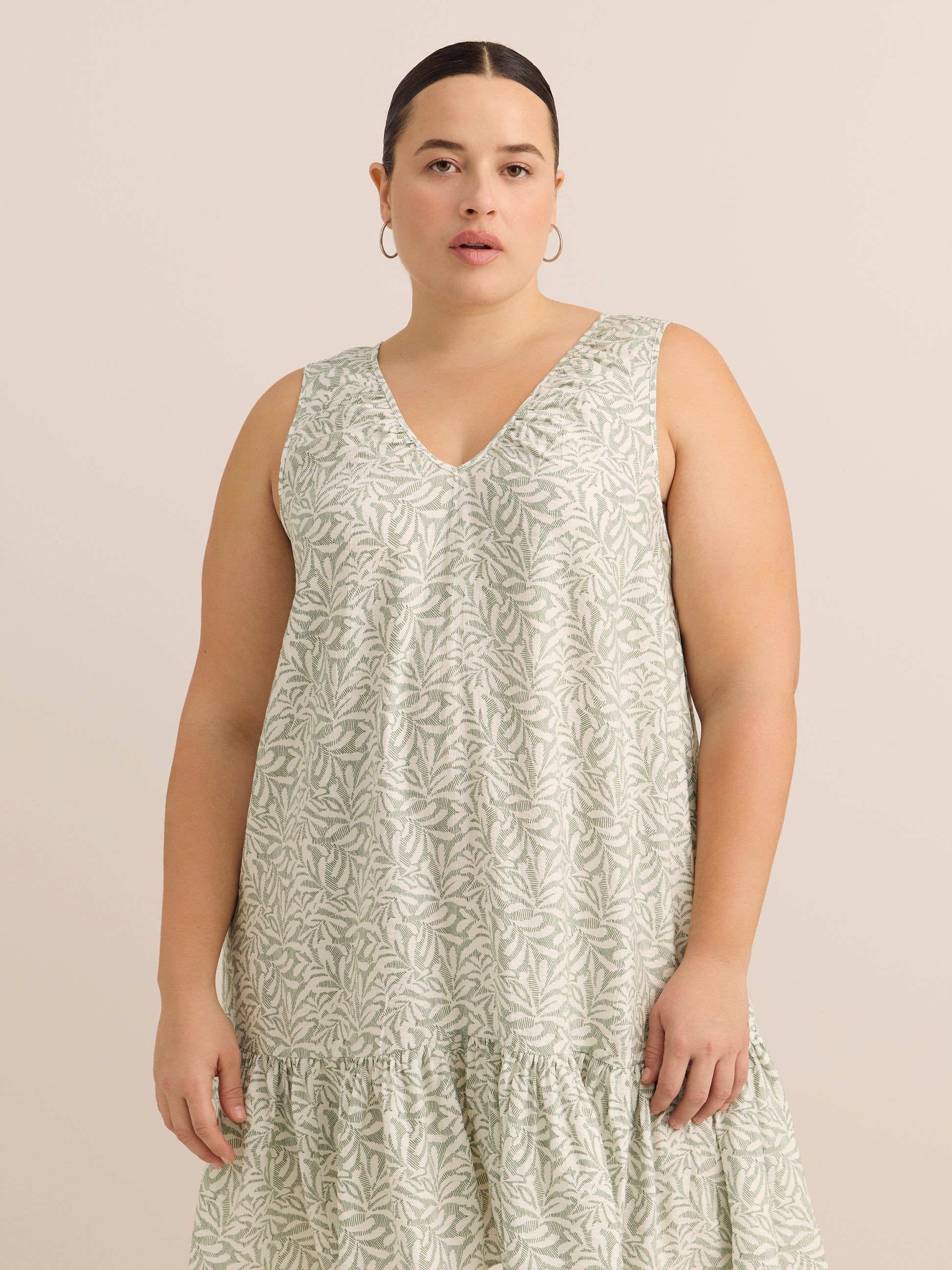 Sleeveless V-Neck Pull-On Swing Dress