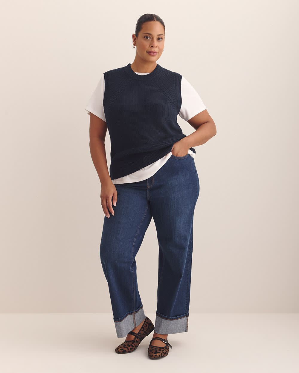 Jean taille haute à  jambe large repliée - d/C JEANS