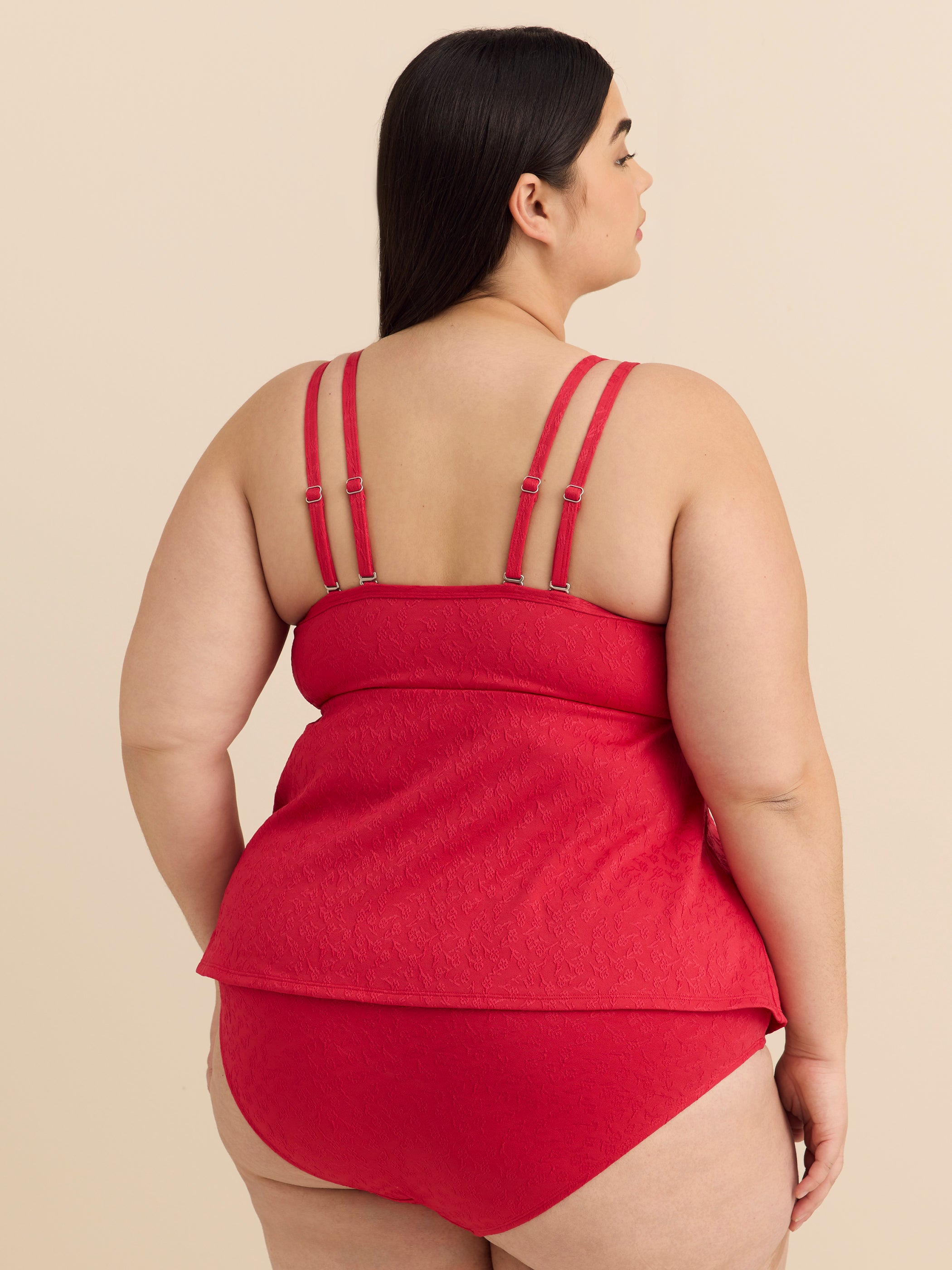 Tankini en jacquard floral à doubles bretelles