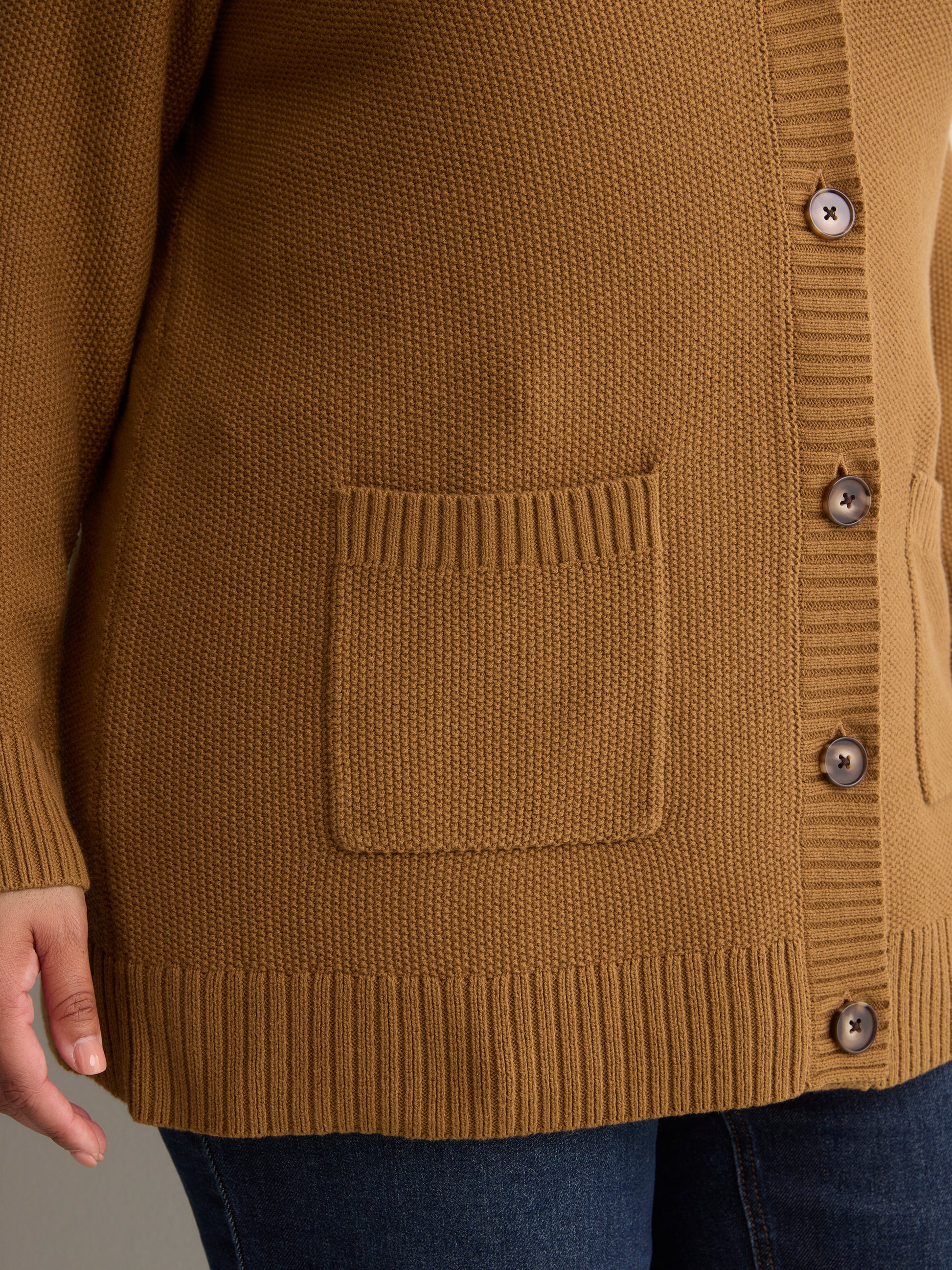 Straight-Fit V-Neck Tunic Cardigan