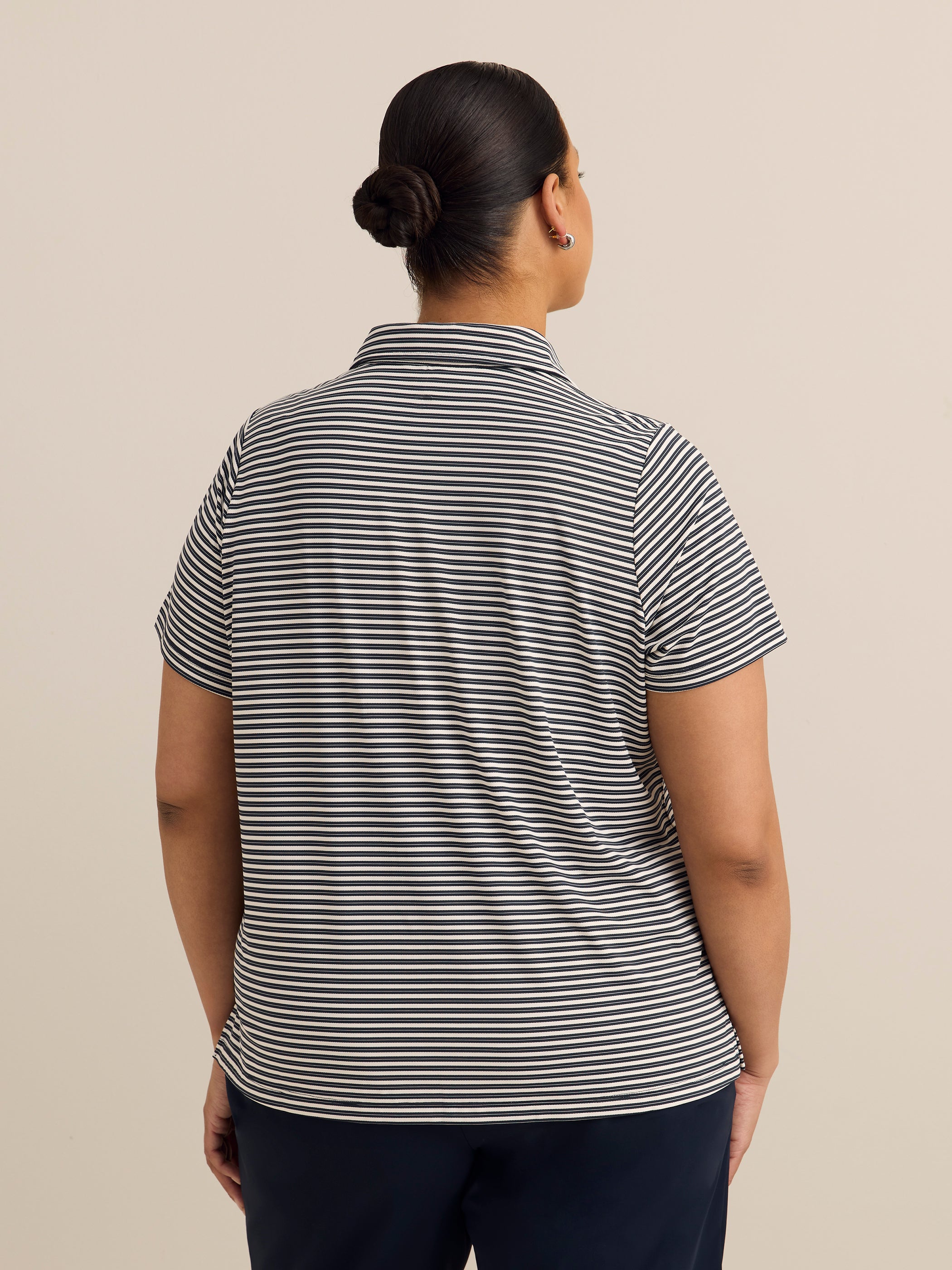 Short-Sleeve Textured Stripe Polo - Active Zone