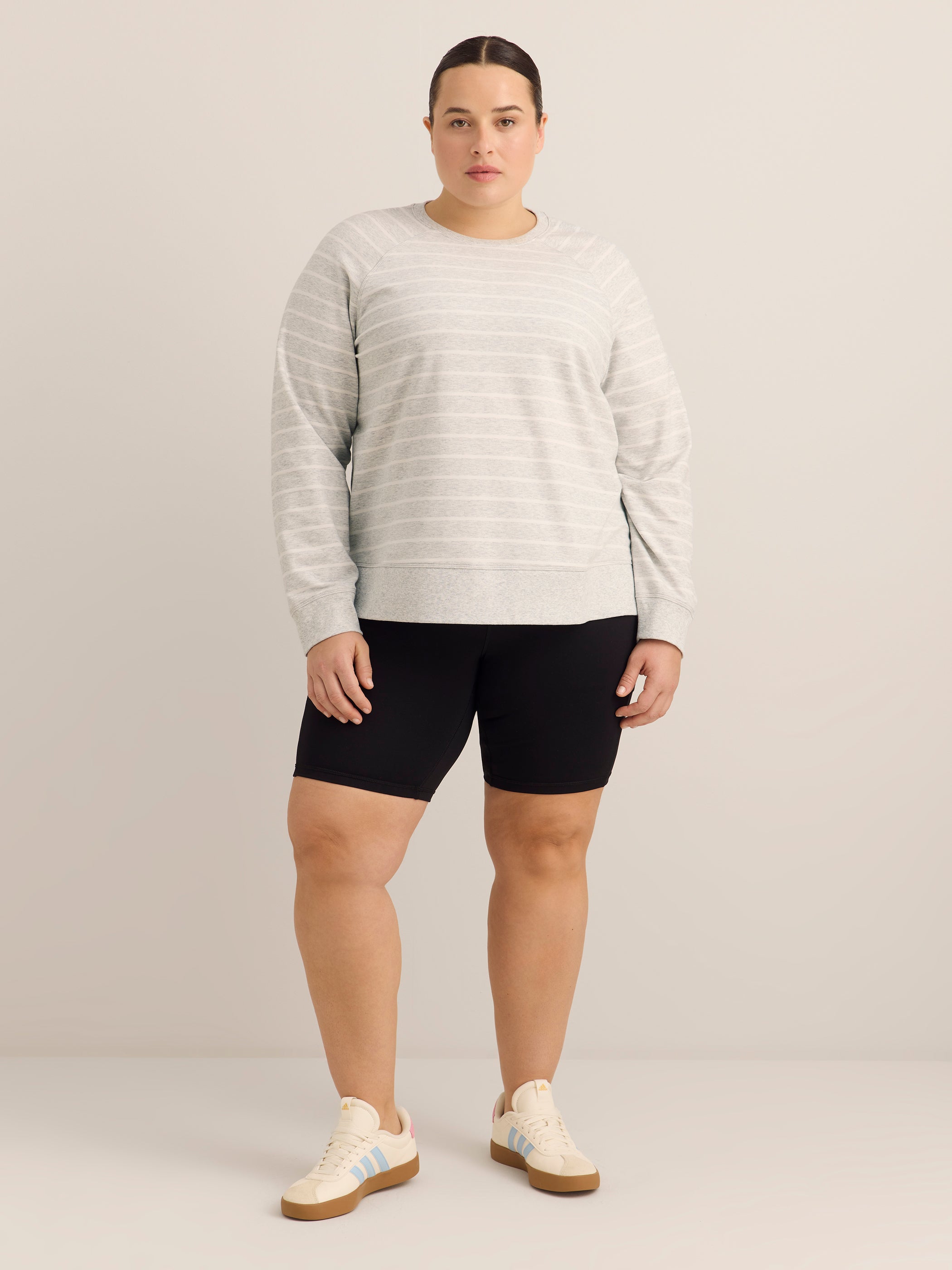 Striped Heather Gray Relaxed-Fit Raglan Sweatshirt - Active Zone