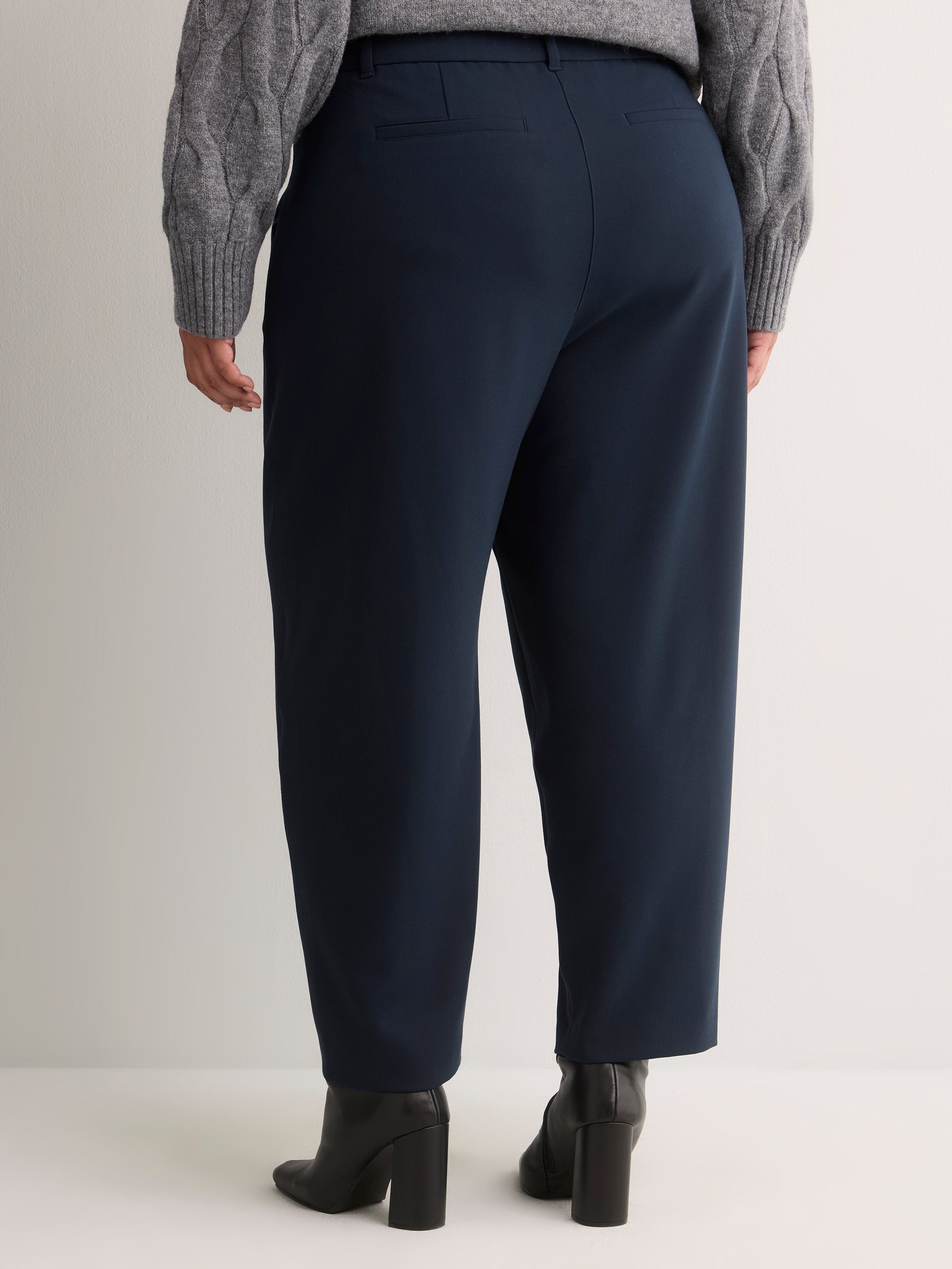Dark Barrel-Leg Trousers