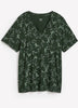 Responsible, Green Leaf-Print Boyfriend-Fit V-Neck Tee with Slits