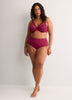 Red Underwire Clip Dot Mesh Balconette Bra with Lace - Déesse