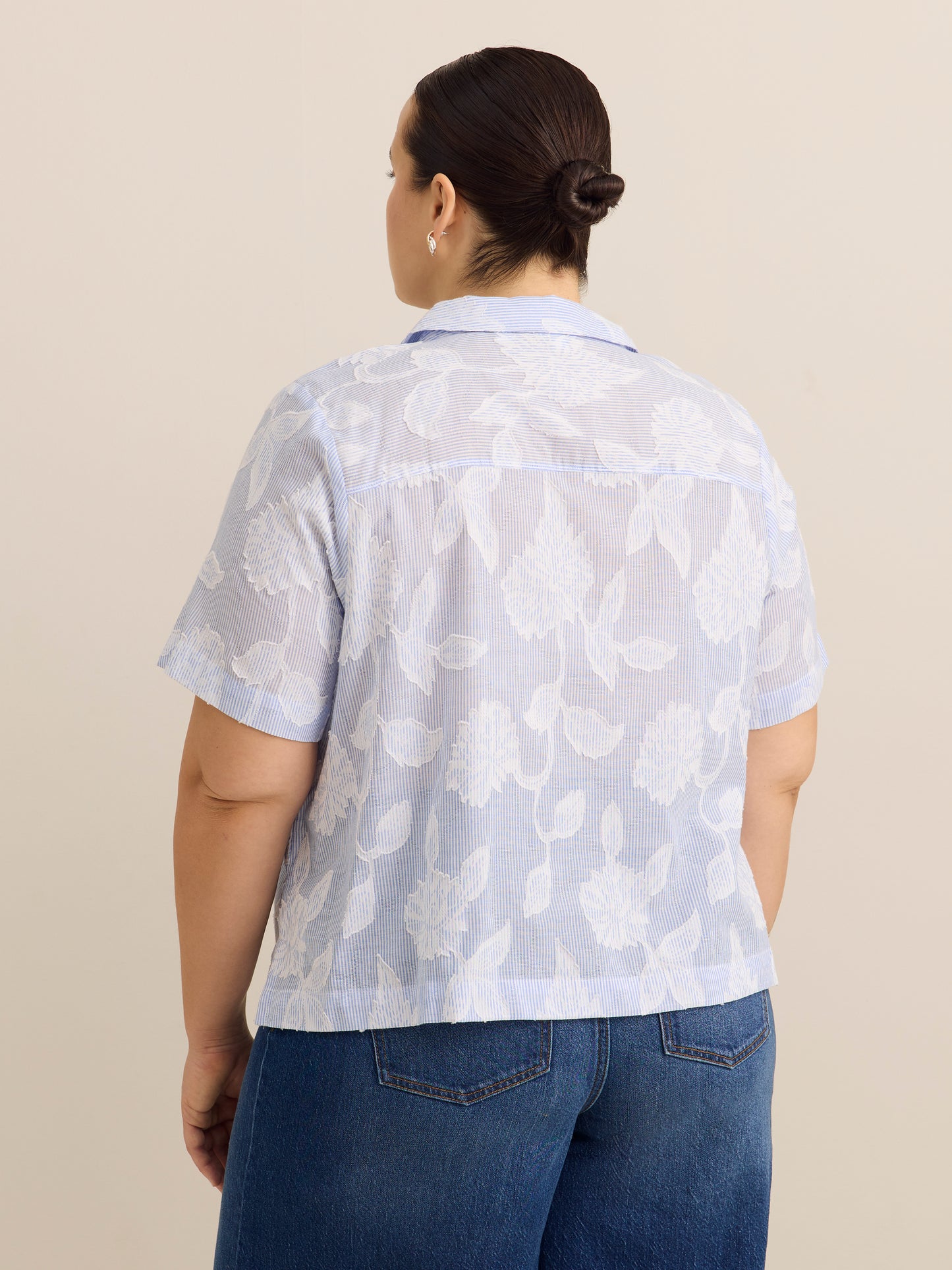 Blouse ample en coton avec col cubain