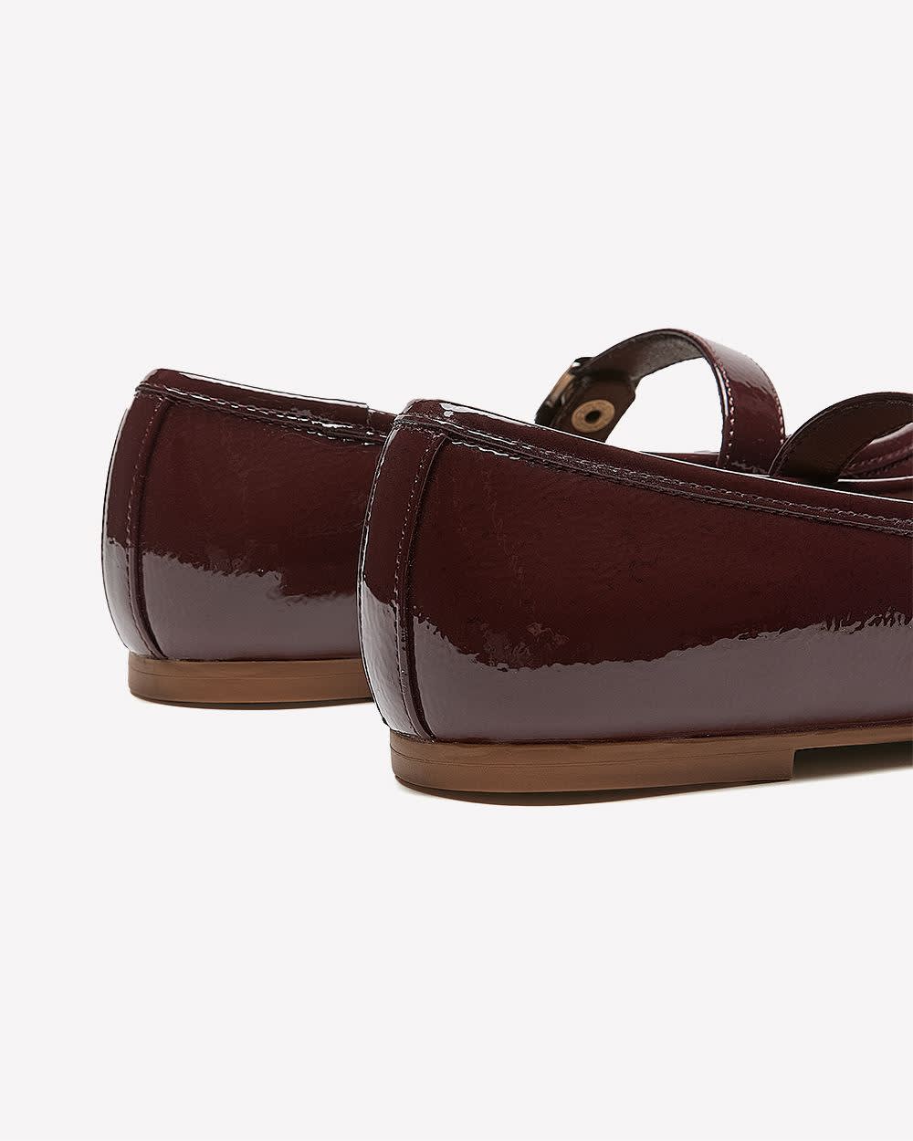 Extra Wide Width, Crinkle Faux Leather Ballet Flat with Strap