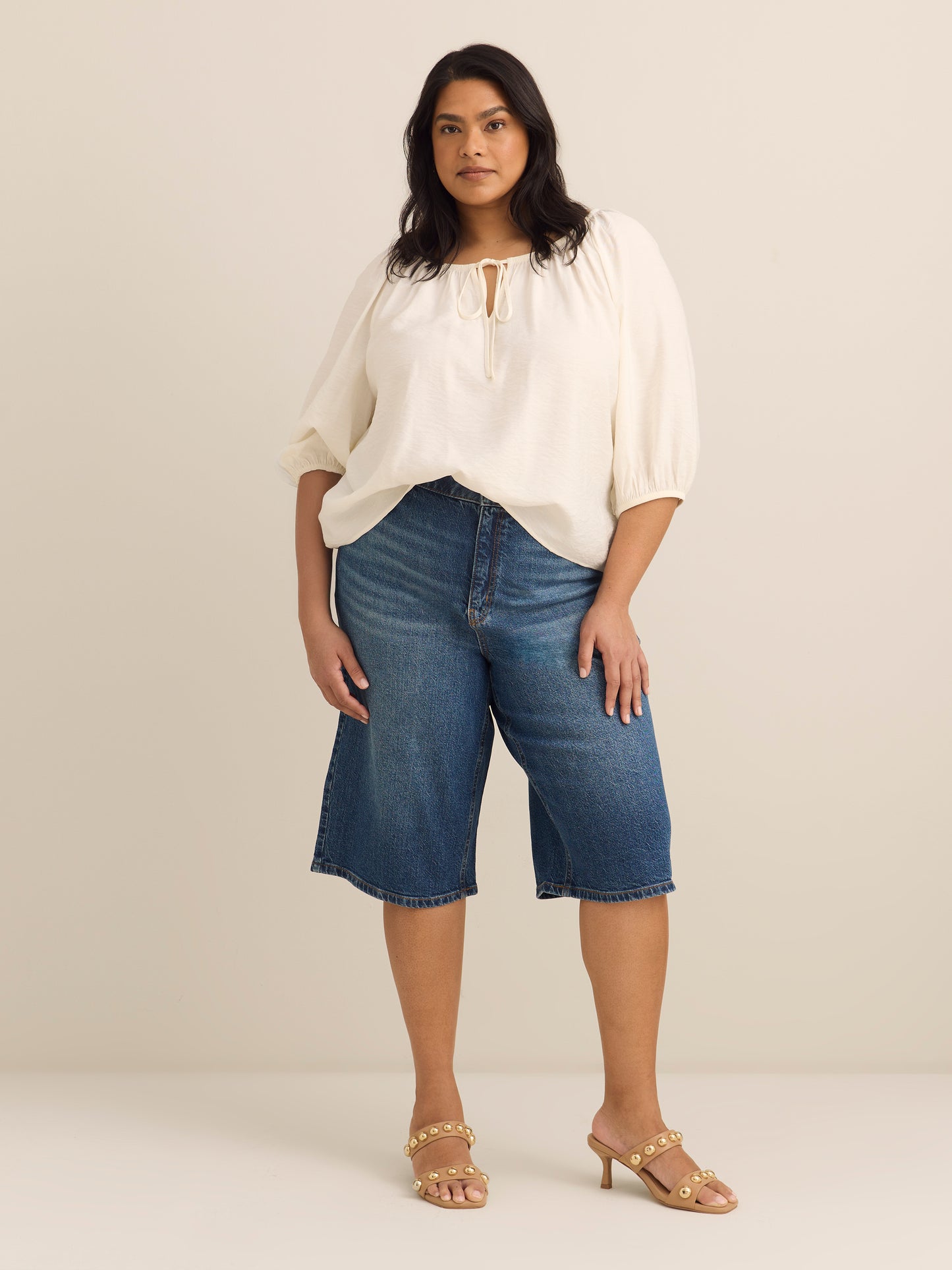 Scoop Neck A-line Blouse with Shirring