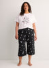 Black Cotton Knit Capri Pyjama Pant with Dalmatian Print - Disney
