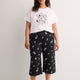 Black Cotton Knit Capri Pyjama Pant with Dalmatian Print - Disney