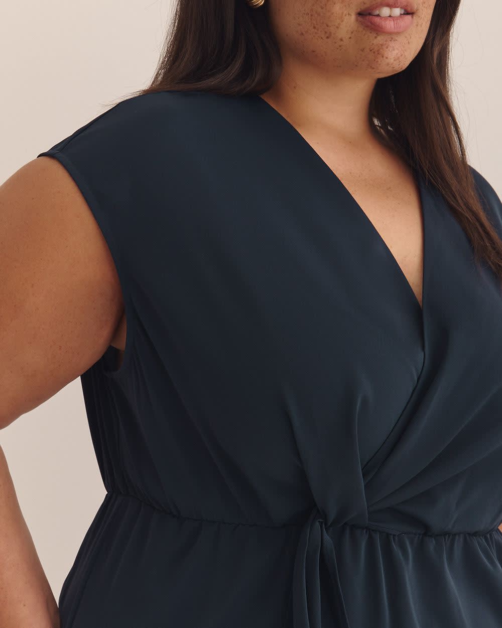 Extended-Sleeve V-Neck Knotted Blouse - Addition Elle